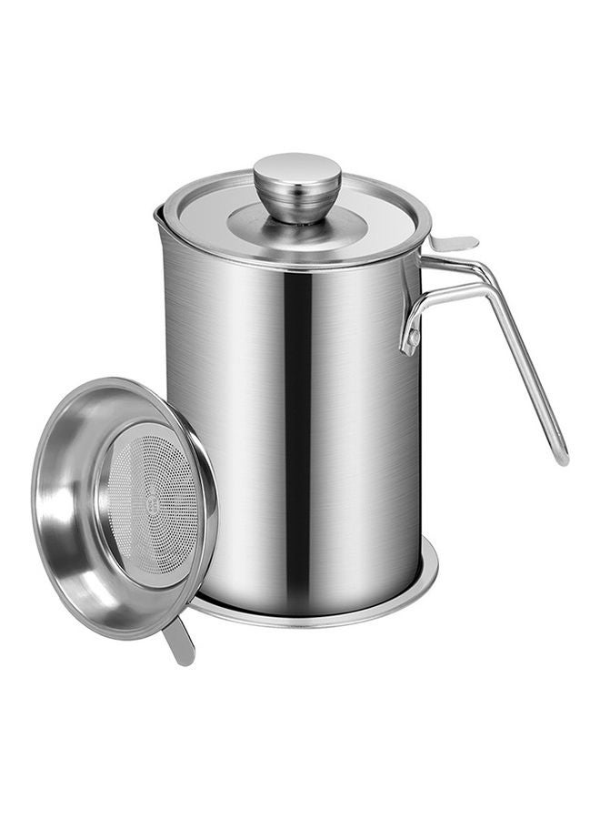 Loquat Stainless Steel Grease Strainer And Container Silver 12.2x15.5x11.7cm - Image 1