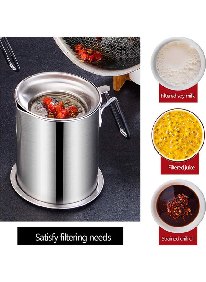 Loquat Stainless Steel Grease Strainer And Container Silver 12.2x15.5x11.7cm - Image 3