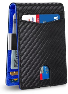 Carbon Fiber Black Blue (12 card slots in leather)