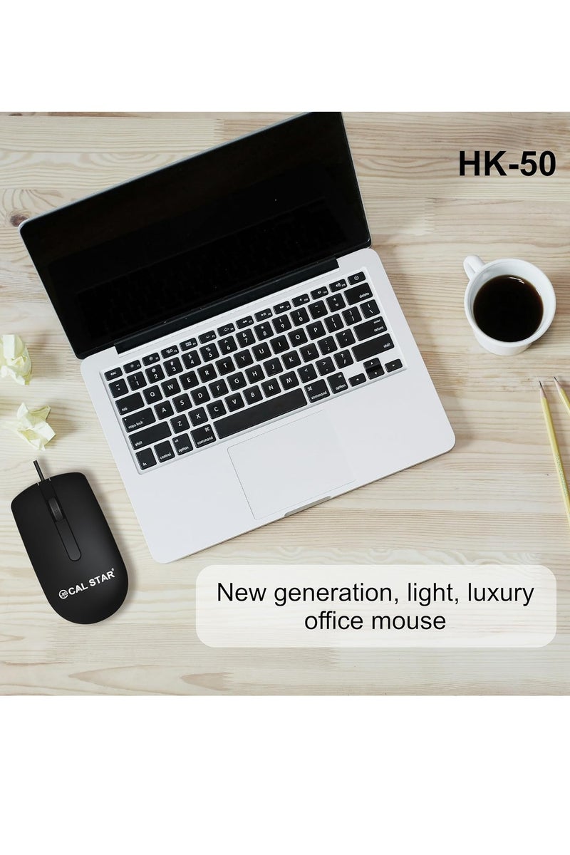 CAL STAR HK-50 Wired Ergonomic Office Mouse with Mouse Pad – 1600 DPI, USB Connectivity, Smooth 3D Scrolling, Plug & Play, Comfortable & Durable for Everyday Use, Precision, Long Cable (1.10M), Ideal for Work & Professionals - Image 4