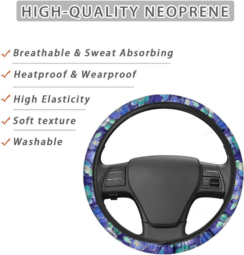 Car Steering Wheel Cover for Women and Men,Non-Slip Breathable Steering Wheel,Universal 14.5"-15" Fit for Cars and SUVs Purple Steering Wheel Cover(Golden Thread Cherry Blossoms) - Image 4