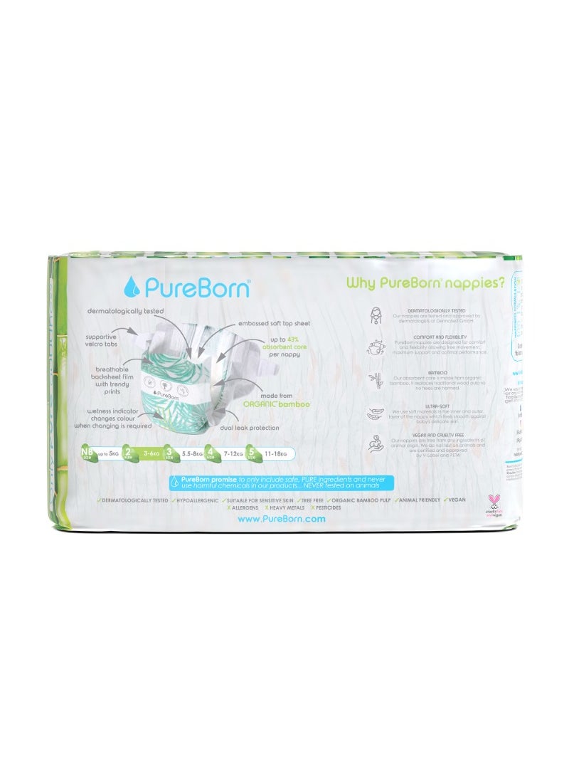 PureBorn Organic Baby Tape Style Diapers Size-2 3-6 kg Daisy Print  - Image 2