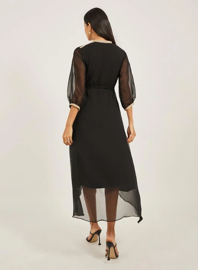 Maxim Creation Lace Detail Asymmetric Hem A-Line Midi Dress by Styli