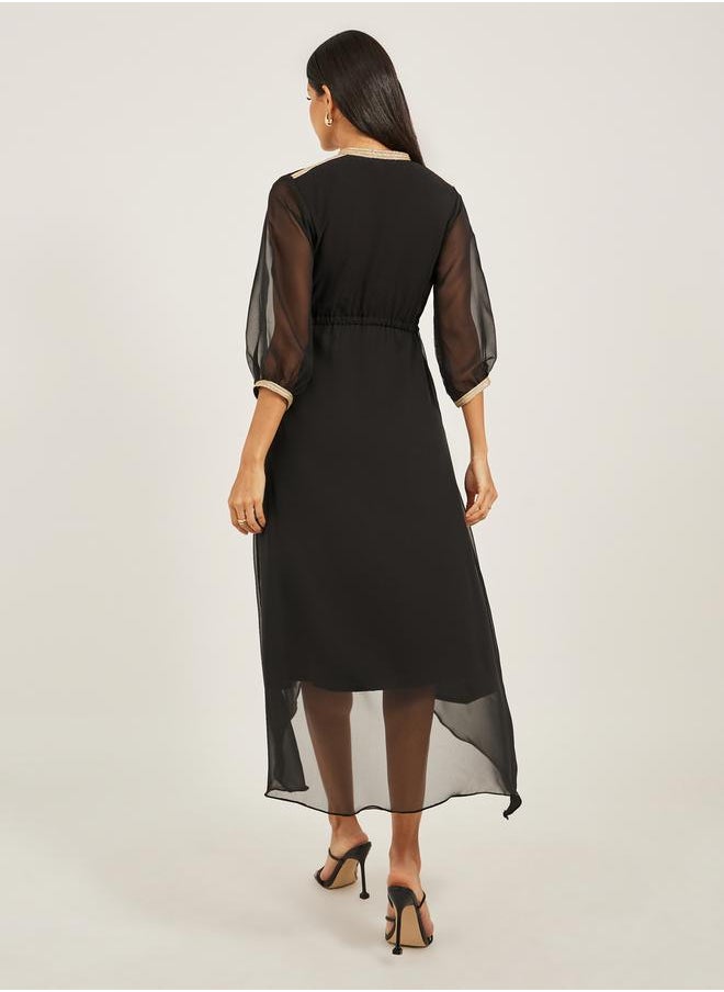 Maxim Creation Lace Detail Asymmetric Hem A-Line Midi Dress by Styli  - Image 5