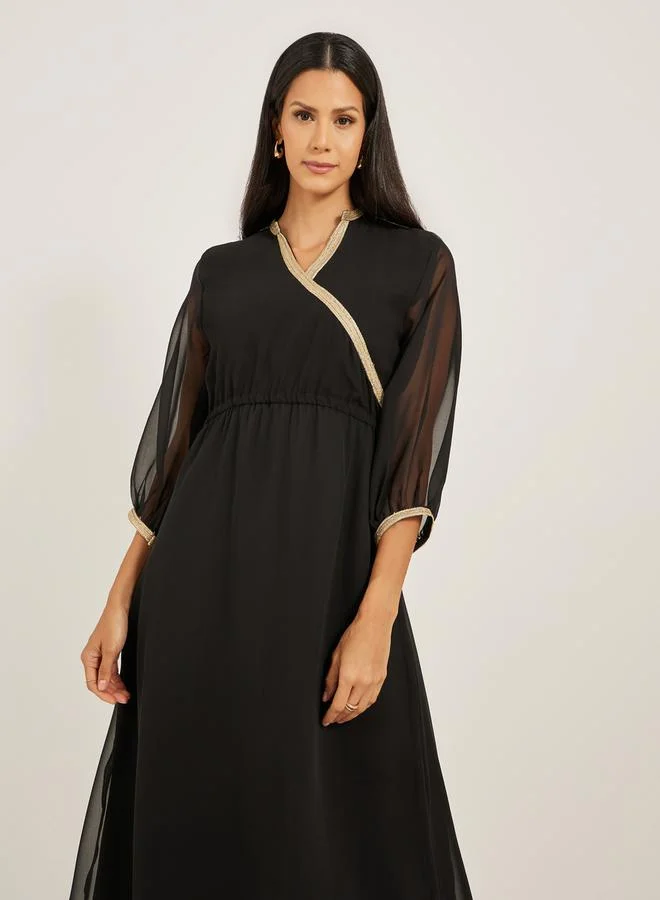 Maxim Creation Lace Detail Asymmetric Hem A-Line Midi Dress by Styli