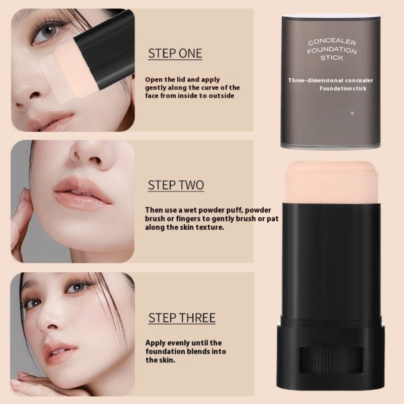 Concealer foundation stick, spot-covering and acne-mark-proof long-lasting foundation, natural color - Image 2