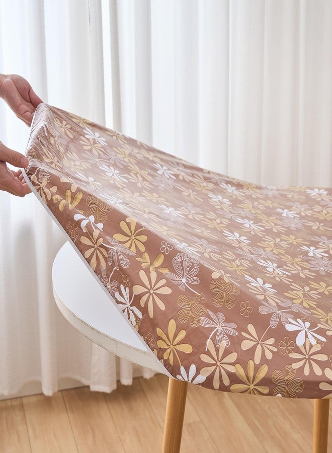 Pioggia مفرش طاولة بيضاوي الشكل من الفينيل ذو حواف مطاطية وظهر من الفلانيل - غطاء بلاستيكي مقاوم للماء والزيوت مصنوع من مادة PVC (يناسب الطاولات حتى عرض 42 بوصة × طول 60 بوصة) - Image 4