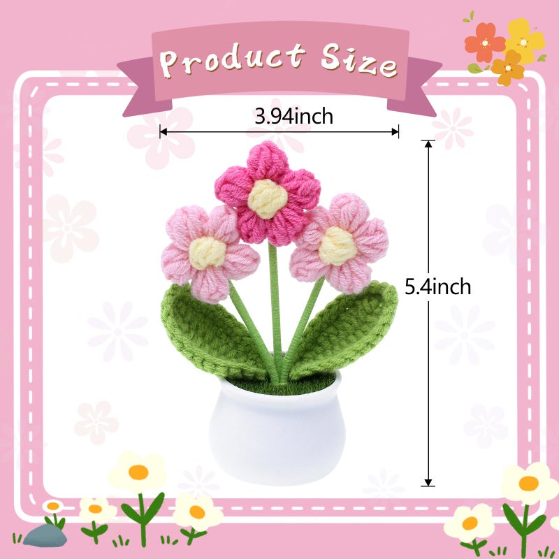 إيتشياي Yiqiyi crochet صغيرة الزهور زهور زهرة فنية زهرة متشابكة للسيارة لوحة القيادة يدويًا ديكور المكتب المنزلي (Puff Flower Pink) - Image 4