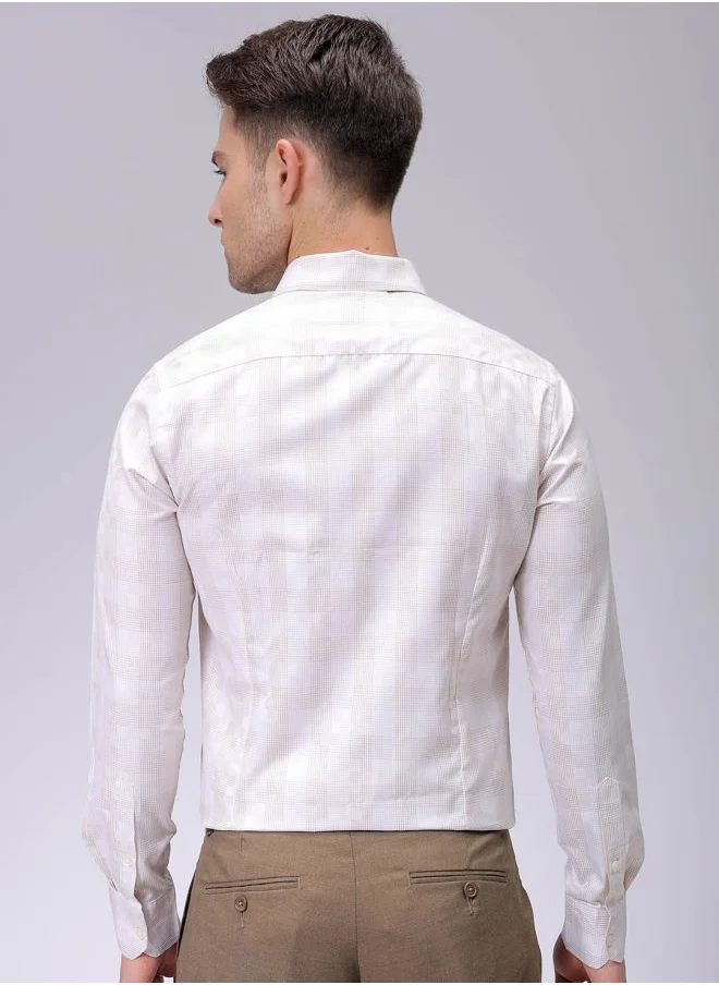 The Indian Garage Co Men Slim Fit Checkered Full Sleeves Cutaway Collar Formal Shirt