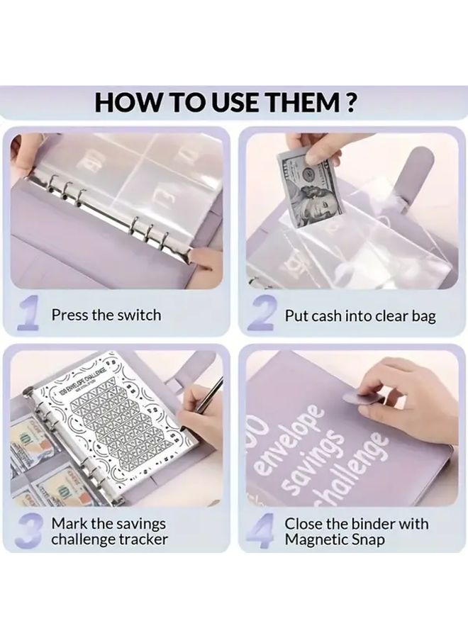 Blue Savings Challenge Coin Budget Book Hardcover Envelope System Tracker 5050 - Image 5
