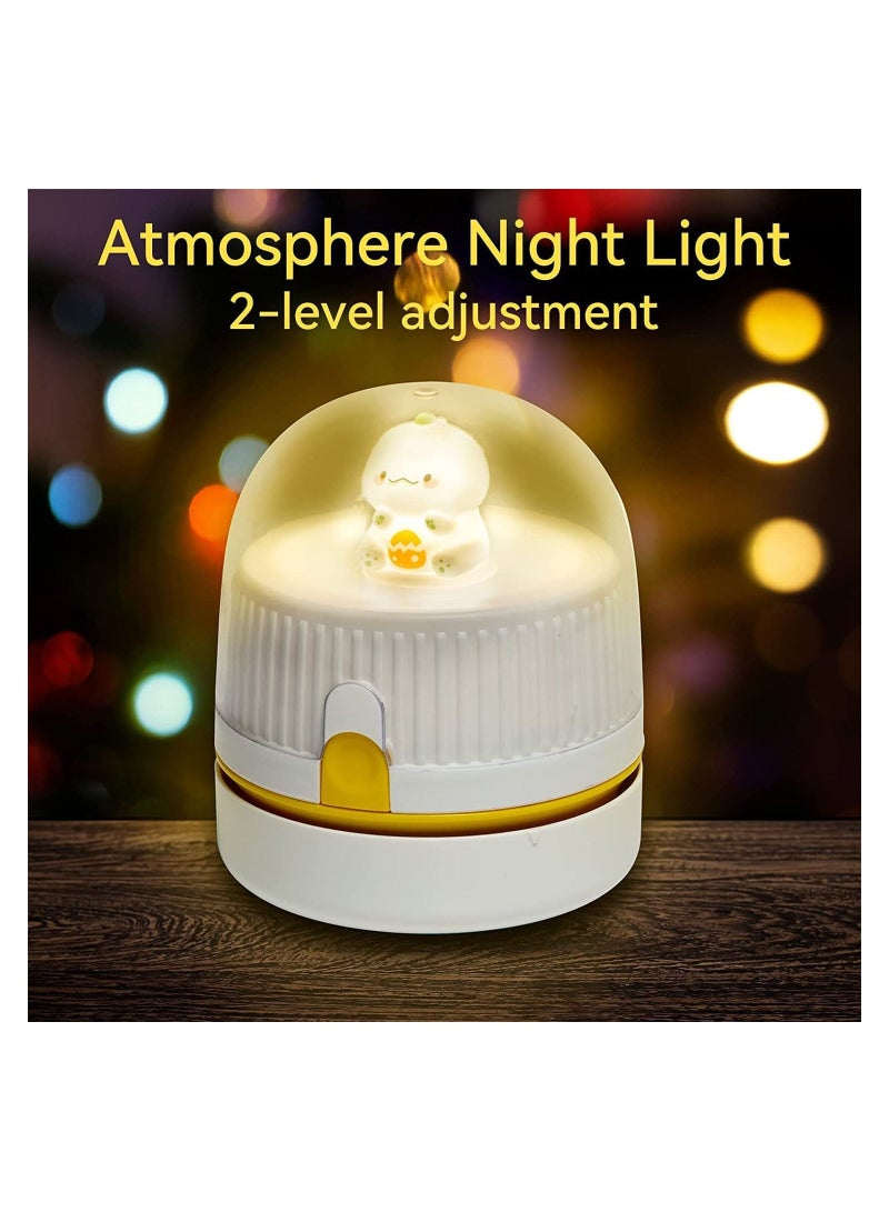 Desktop Vacuum Cleaner, USB Charging with Vacuum Nozzle Cleaning Brush and Night Lamp, Cordless& 360º Rotatable Design Mini Table Dust Vaccum Cleaner for Cleaning Dust, Crumbs, Keyboard (White) - Image 3