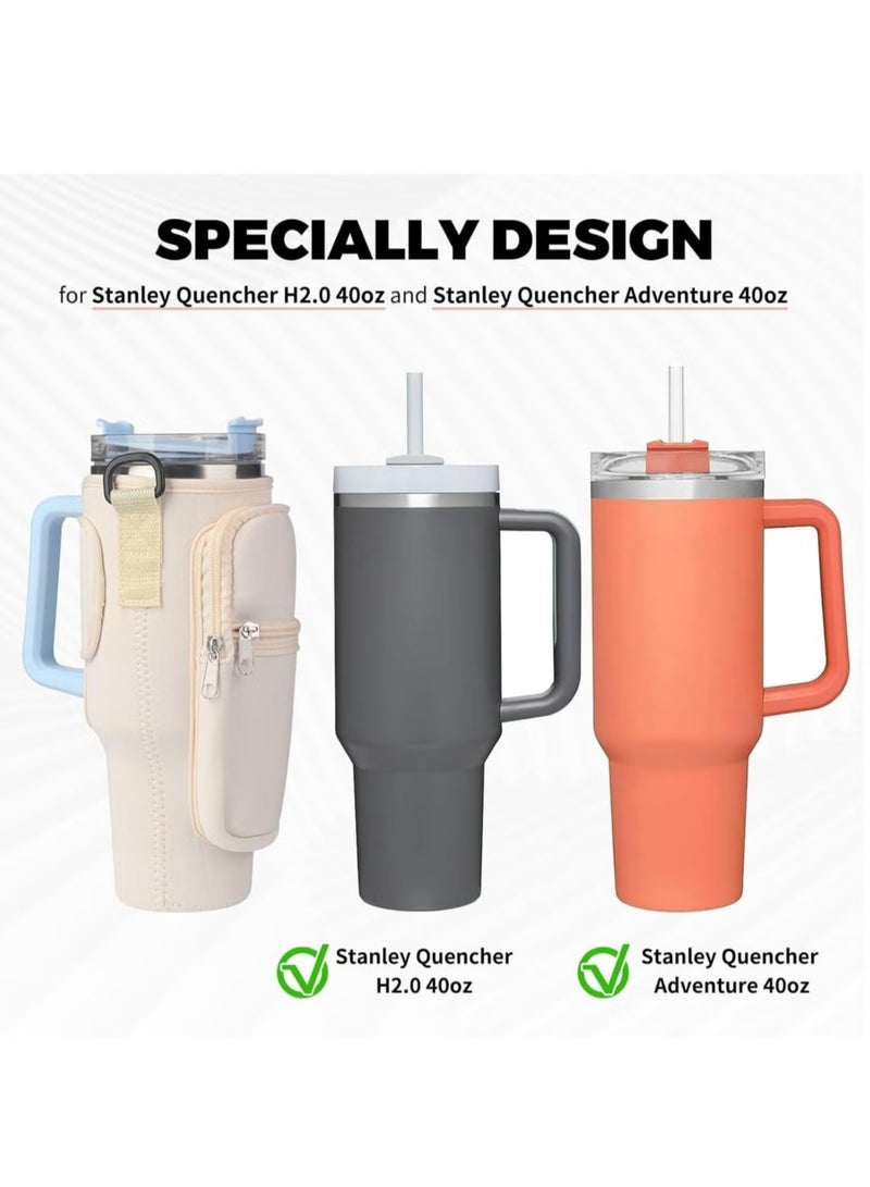 Water Bottle Carrier Bag For Stanley 40oz Tumbler With Handle, Water Bottle Holder with Adjustable Shoulder Strap for Stanley Cup Accessories For Travelling Hiking Camping  - Image 4