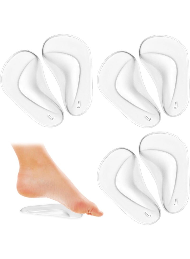 3 Pairs Arch Support Inserts Self-Adhesive Soft Gel Insole Arch Pads Transparent Silicone Reusable Sandals Shoe Insoles for Plantar Fasciitis Relief Flat Feet Flip Flops High Heel Arch Pain - Image 1