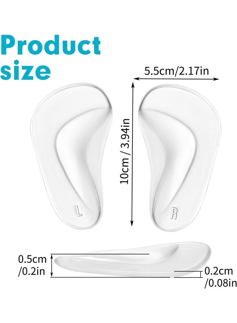 3 Pairs Arch Support Inserts Self-Adhesive Soft Gel Insole Arch Pads Transparent Silicone Reusable Sandals Shoe Insoles for Plantar Fasciitis Relief Flat Feet Flip Flops High Heel Arch Pain - Image 2