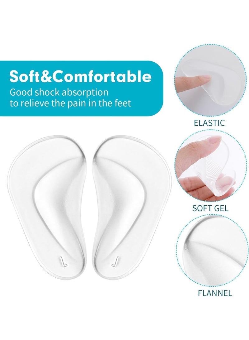 3 Pairs Arch Support Inserts Self-Adhesive Soft Gel Insole Arch Pads Transparent Silicone Reusable Sandals Shoe Insoles for Plantar Fasciitis Relief Flat Feet Flip Flops High Heel Arch Pain - Image 3