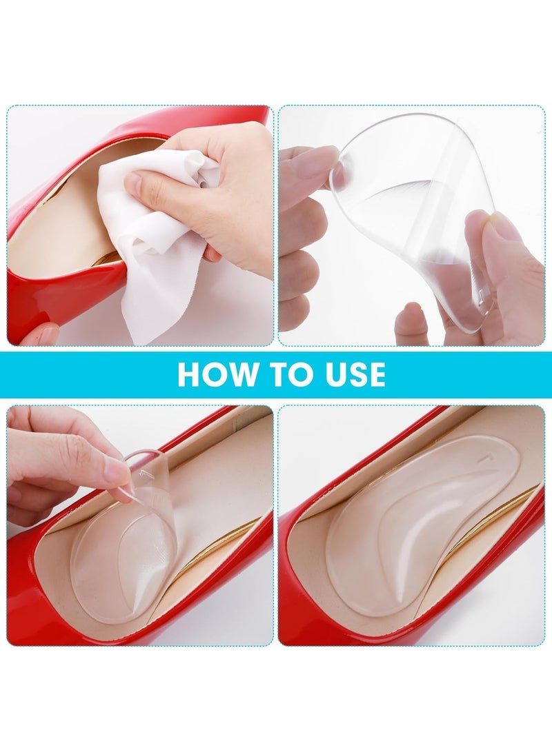 3 Pairs Arch Support Inserts Self-Adhesive Soft Gel Insole Arch Pads Transparent Silicone Reusable Sandals Shoe Insoles for Plantar Fasciitis Relief Flat Feet Flip Flops High Heel Arch Pain - Image 4