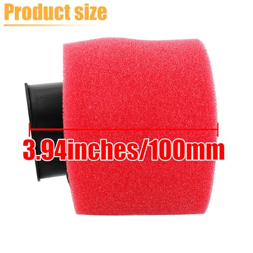 QAZAKY فلتر أداء مزدوج من فوم بزاوية حمراء QAZAKY 45 مم 1.77 بوصة ل 50cc-90cc 110cc 125cc 150cc 200cc 250cc GY6 ATV سكوتر كواد كارت موبايل دراجة سباق - Image 3