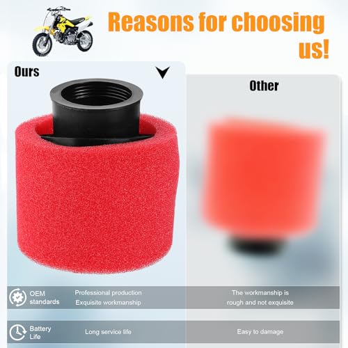 QAZAKY فلتر أداء مزدوج من فوم بزاوية حمراء QAZAKY 45 مم 1.77 بوصة ل 50cc-90cc 110cc 125cc 150cc 200cc 250cc GY6 ATV سكوتر كواد كارت موبايل دراجة سباق - Image 5