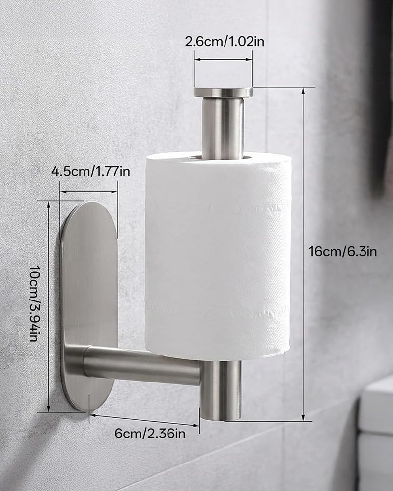 Proxima Direct 2 Pack Adhesive Toilet Paper Holder Tissue Holder Rustproof 304 Stainless Steel Kitchen Roll Holder Peel and Stick for Bathroom Washroom Home - Image 2