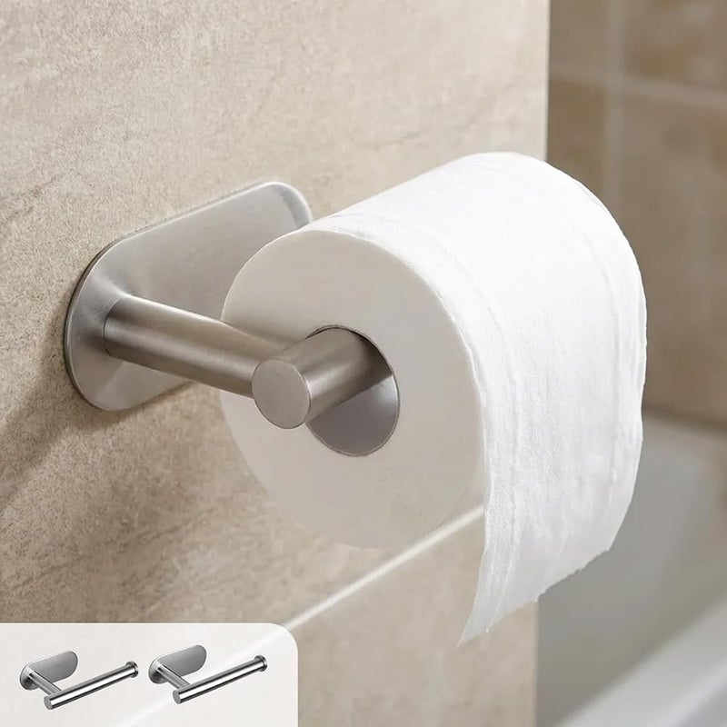 Proxima Direct 2 Pack Adhesive Toilet Paper Holder Tissue Holder Rustproof 304 Stainless Steel Kitchen Roll Holder Peel and Stick for Bathroom Washroom Home - Image 1