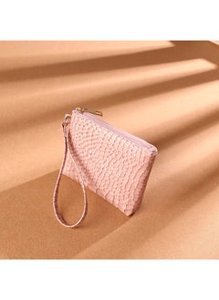 Generic Foreign Trade Coin Purse Womens 2021 Crocodile Pattern Mini Zipper Card Coin Wallet PU Solid Color Trendy Clutch Bag Pink 