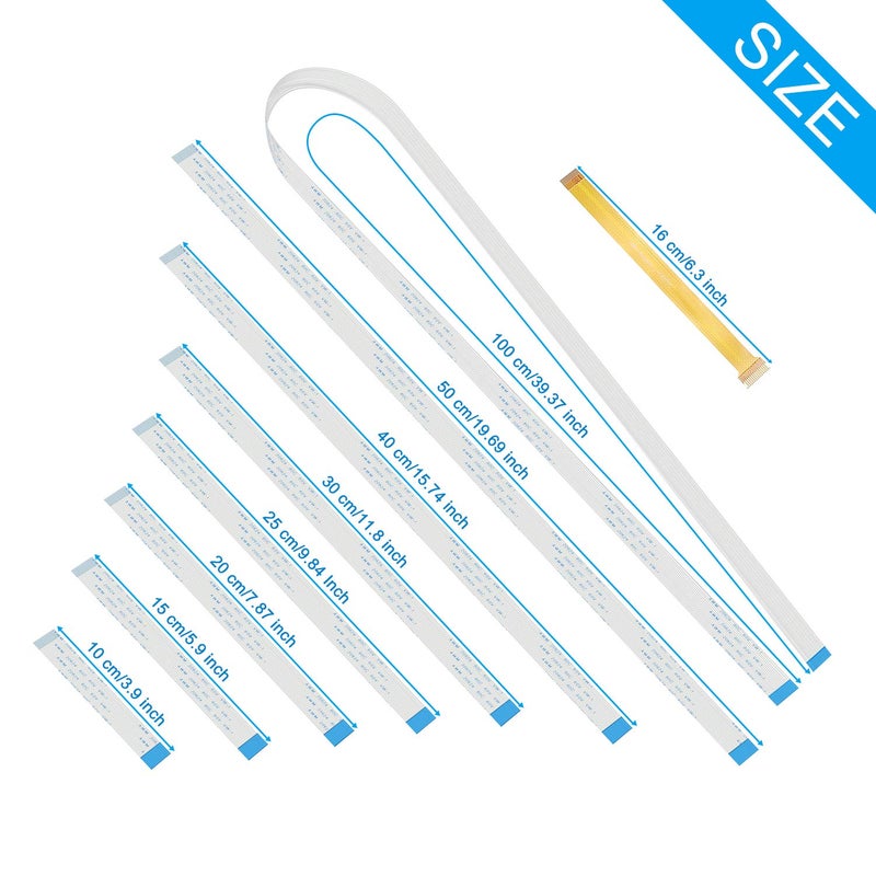 Frienda 15 Pieces Flexible Ribbon Cable Set, Compatible with Raspberry Pi Camera, Including 3.9'' 5.9'' 7.87'' 9.84'' 11.8'' 15.74'' 19.69'' 39.37'' for Pi Camera, 6.3'' for Pi Zero - Image 4