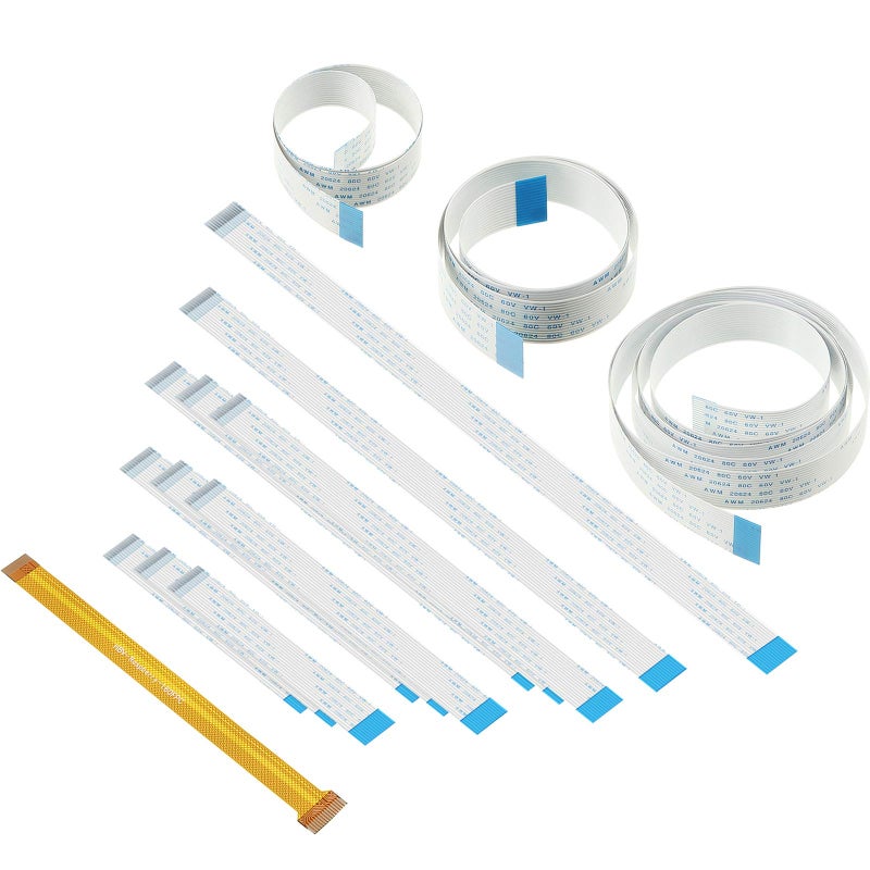 Frienda 15 Pieces Flexible Ribbon Cable Set, Compatible with Raspberry Pi Camera, Including 3.9'' 5.9'' 7.87'' 9.84'' 11.8'' 15.74'' 19.69'' 39.37'' for Pi Camera, 6.3'' for Pi Zero - Image 1
