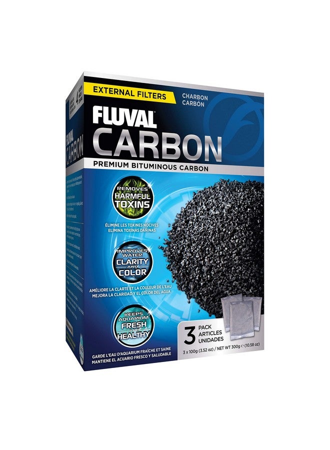 Fluval Carbon Filter Media for Aquariums, Premium Bituminous Carbon Inserts, 100-gram Nylon Bags, 3 Count (Pack of 1), A1440 - Image 1