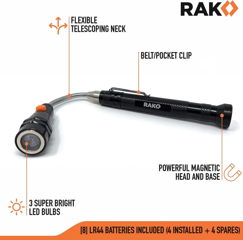 RAK Magnetic Pickup Tool Gifts for Men - Telescoping Magnet with LED Flashlight and 22 Inches Extendable Neck, Cool Gadgets Stocking Stuffer Holiday Christmas Gifts for Dad, Husband, Grandpa, Handyman - Image 4