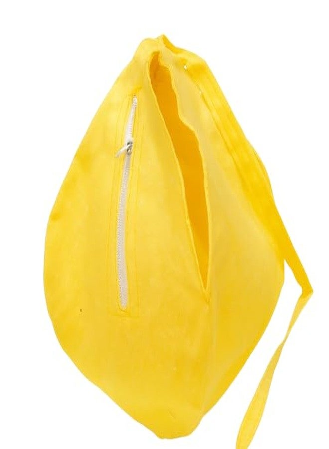 Vrindavanstore.in Yellow Cotton Jaap Bag with Zip Pocket & Neck Strap | Durable Mala Bag | jaap bag | Beads Bag for Daily Pooja, Chanting & Travel Use - Image 1