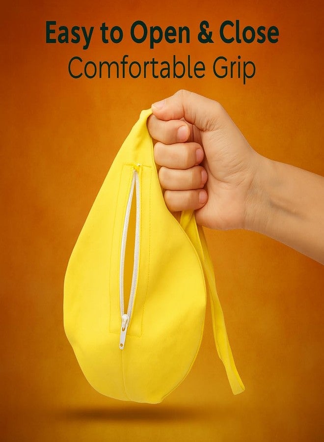 Vrindavanstore.in Yellow Cotton Jaap Bag with Zip Pocket & Neck Strap | Durable Mala Bag | jaap bag | Beads Bag for Daily Pooja, Chanting & Travel Use - Image 4
