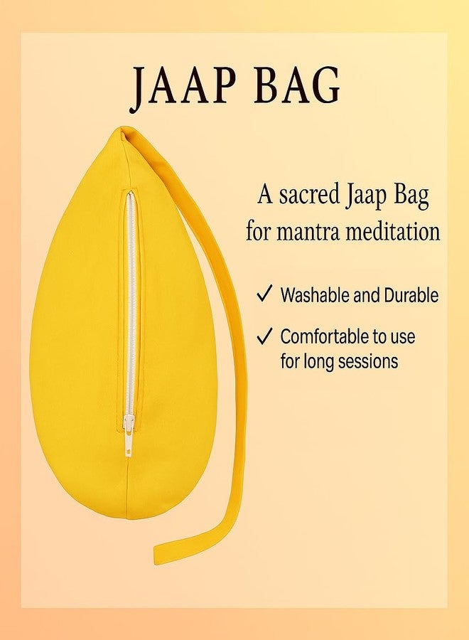 Vrindavanstore.in Yellow Cotton Jaap Bag with Zip Pocket & Neck Strap | Durable Mala Bag | jaap bag | Beads Bag for Daily Pooja, Chanting & Travel Use - Image 5