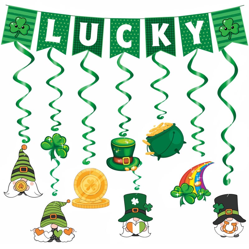 OHOME St Patricks Day Decorations - Hanging Swirls, Shamrock Banner - Shamrock Decorations Garland St Patty's Day Accessories Party Favors for Home Door Birthday | St. Patrick's Day Decor - Image 1