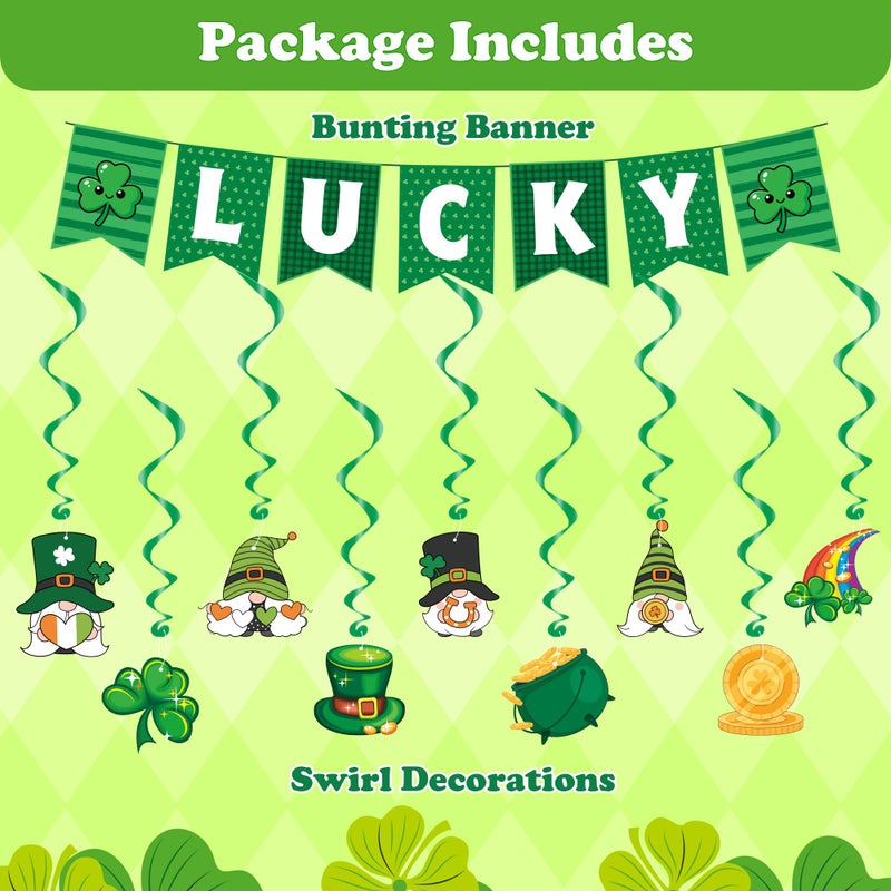OHOME St Patricks Day Decorations - Hanging Swirls, Shamrock Banner - Shamrock Decorations Garland St Patty's Day Accessories Party Favors for Home Door Birthday | St. Patrick's Day Decor - Image 2
