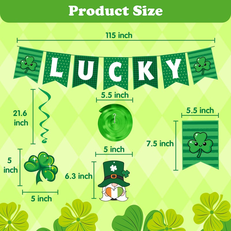 OHOME St Patricks Day Decorations - Hanging Swirls, Shamrock Banner - Shamrock Decorations Garland St Patty's Day Accessories Party Favors for Home Door Birthday | St. Patrick's Day Decor - Image 3