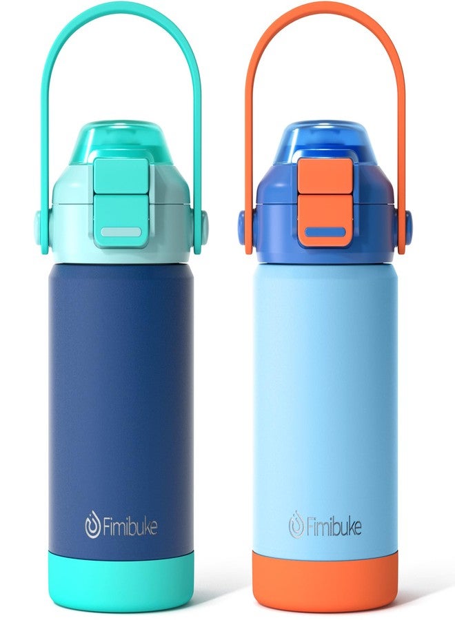 Fimibuke Kids Insulated Water Bottle with Pop-Open Straw & Spout 2-in-1 Lid, 14oz Leak Proof 18/8 Stainless Steel Vacuum Tumbler, BPA-Free Kids Cup For Travel School Boys Girls Toddler 2 Packs,Sea World - Image 1