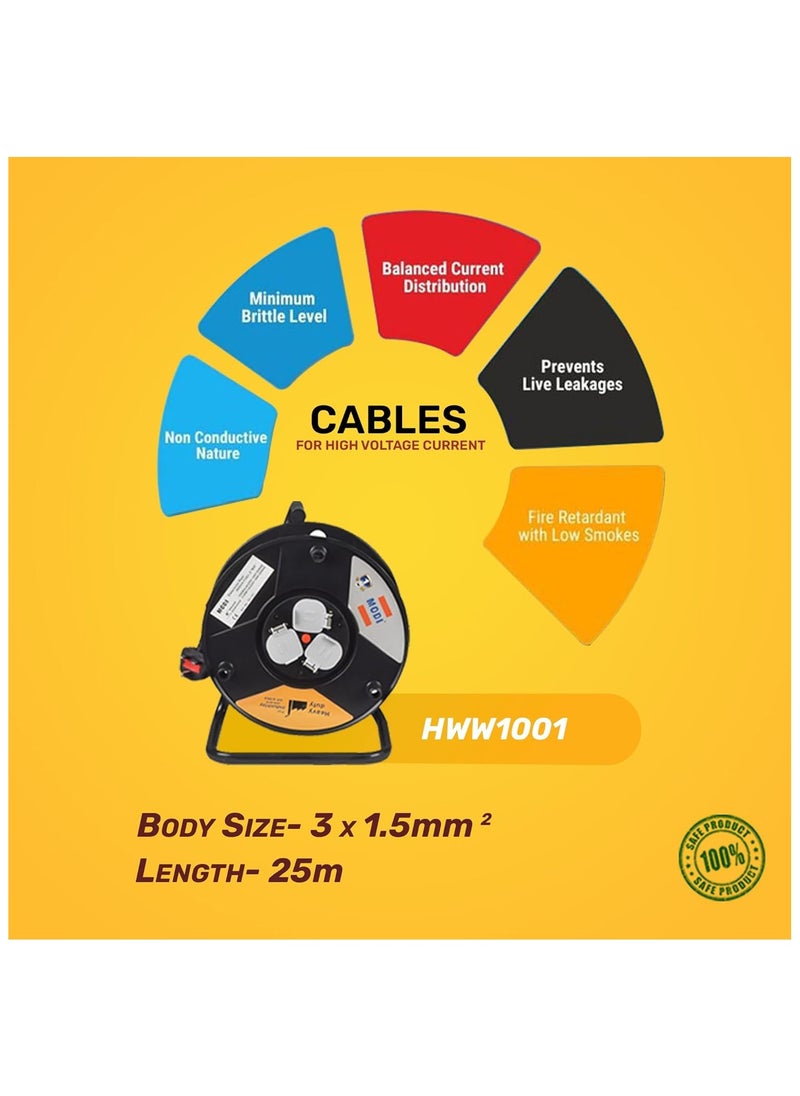 MODI Heavy-Duty Cable Reel Extension With Troley - 3* 1.5 25M  - Image 4