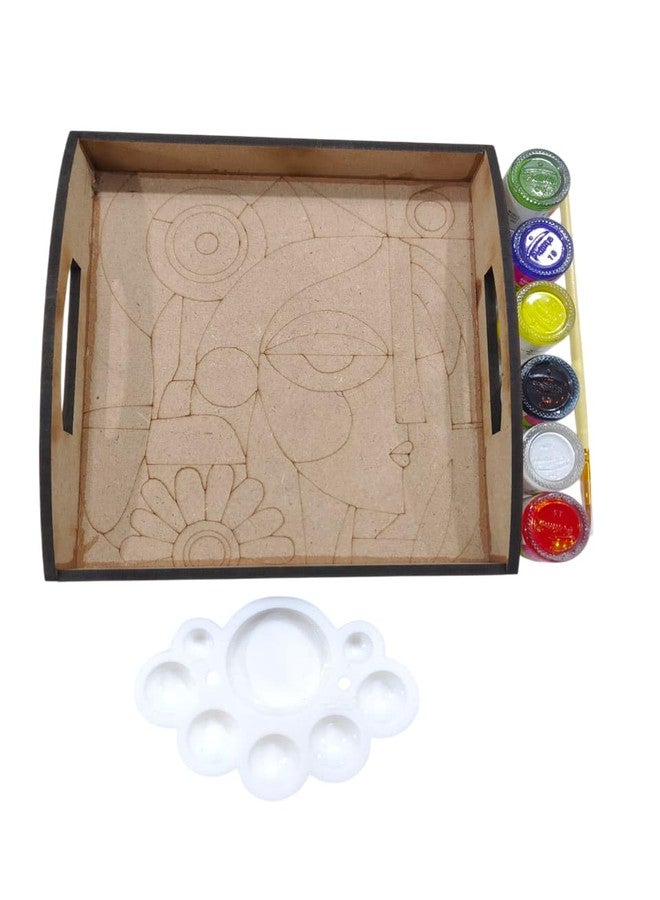 GreyArt DIY MDF Tray Painting Kit with Acrylic Colours | Abstract Premarked Wooden Serving Tray | Paint Your Own Tray Craft Kit for Kids & Adults | Art & Craft Activity Set - Image 1