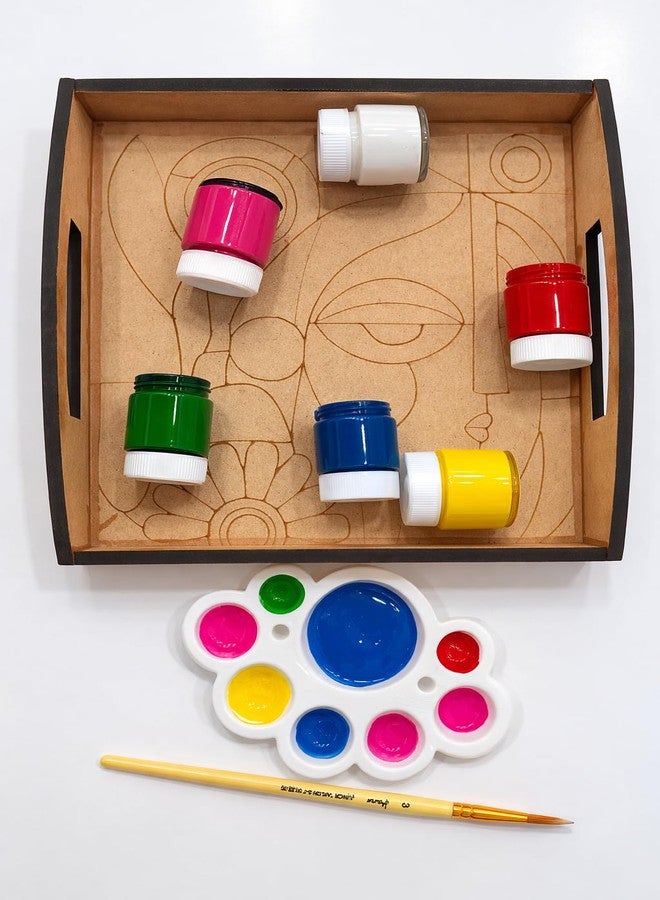 GreyArt DIY MDF Tray Painting Kit with Acrylic Colours | Abstract Premarked Wooden Serving Tray | Paint Your Own Tray Craft Kit for Kids & Adults | Art & Craft Activity Set - Image 3