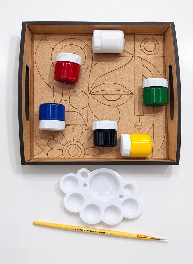 GreyArt DIY MDF Tray Painting Kit with Acrylic Colours | Abstract Premarked Wooden Serving Tray | Paint Your Own Tray Craft Kit for Kids & Adults | Art & Craft Activity Set - Image 2