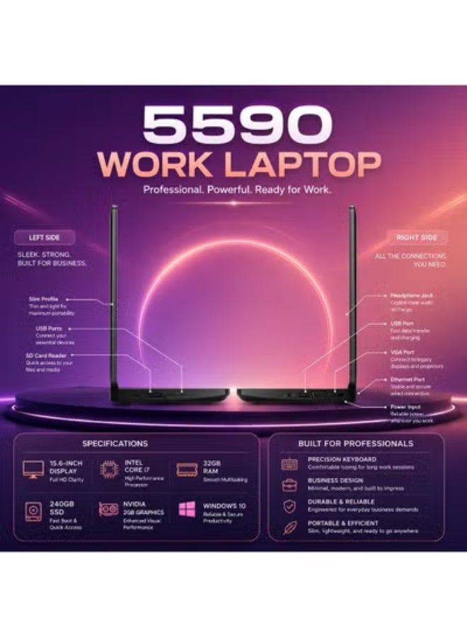 Laptop 15.6 Inch Display Core i7 Processor 32GB RAM 240GB SSD Dedicated 2GB Graphics with Backpack Wireless Mouse and Laptop Stand - Image 3