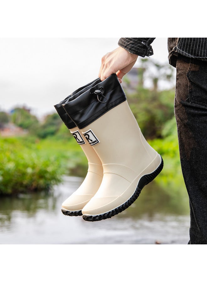 Outdoor Water Shoes For Men, Mid-calf Rain Boots, Non-slip, Wear-resistant, Suitable For Car Washing, Fishing, Sports, Large Size Water Shoes For Men