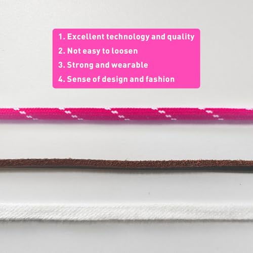 NDTEZUGT Mixed Color Round Shoe Laces for Miu Miu Sneaker, Flat Leather Shoelaces Replacement Laces kit (Multicolor-Hot Pink) - Image 3
