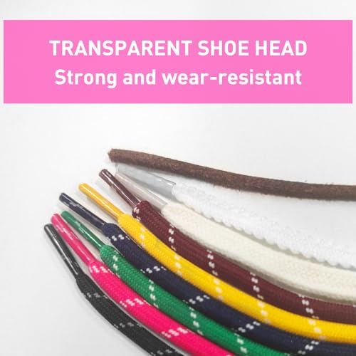 NDTEZUGT Mixed Color Round Shoe Laces for Miu Miu Sneaker, Flat Leather Shoelaces Replacement Laces kit (Multicolor-Hot Pink) - Image 5