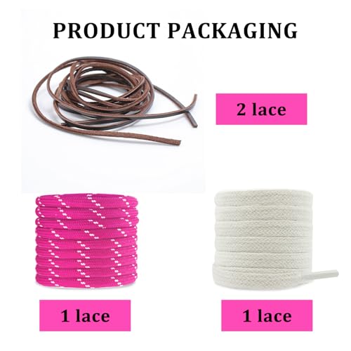NDTEZUGT Mixed Color Round Shoe Laces for Miu Miu Sneaker, Flat Leather Shoelaces Replacement Laces kit (Multicolor-Hot Pink) - Image 2