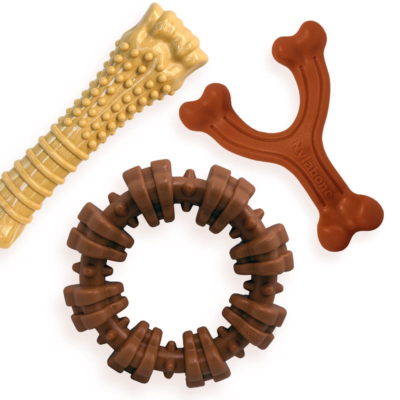 Nylabone Customer Favorites Power Chew Toy Bundle for Dogs, Indestructible Dog Toys for Aggressive Chewers, Pack of 3 Dog Toys, Flavor Medley, Large Dogs - Up to 50 lbs, 3 Pack - Image 1