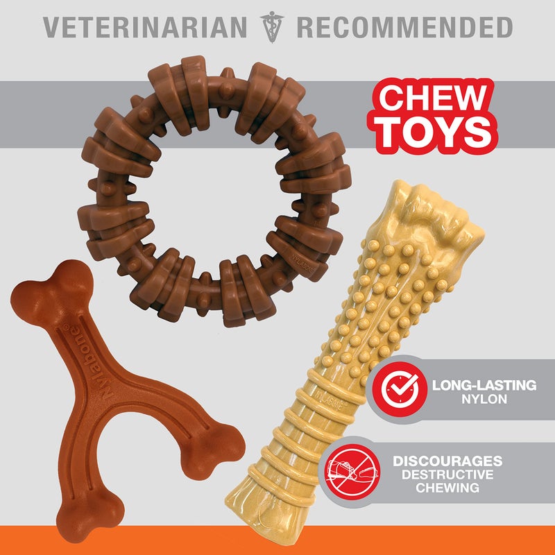 Nylabone Customer Favorites Power Chew Toy Bundle for Dogs, Indestructible Dog Toys for Aggressive Chewers, Pack of 3 Dog Toys, Flavor Medley, Large Dogs - Up to 50 lbs, 3 Pack - Image 3