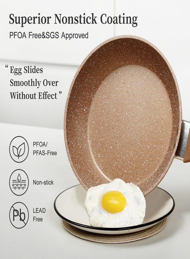 Innerwell Healthy Nonstick Granite Cookware Set - 3 Pcs, Induction Skillets With Lids, PFOA Free, No Toxic Egg Omelette Frying Pan - Image 3