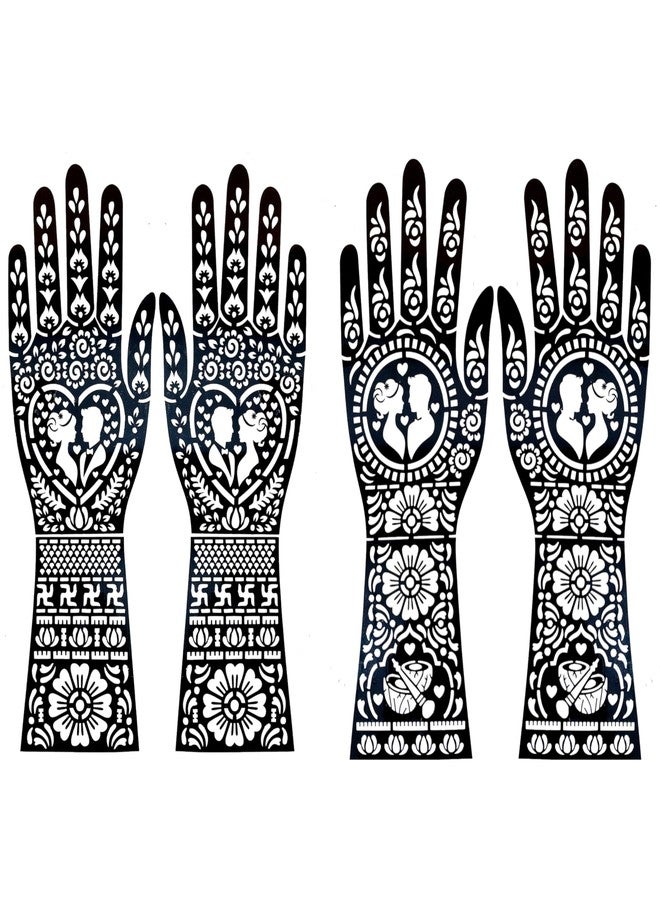 JMC Mehndi Henna Stencil Set - 4 Pcs Floral & Mandala Body Art Templates for Bridal, Festival & Temporary Tattoos Rbs52 - Image 1