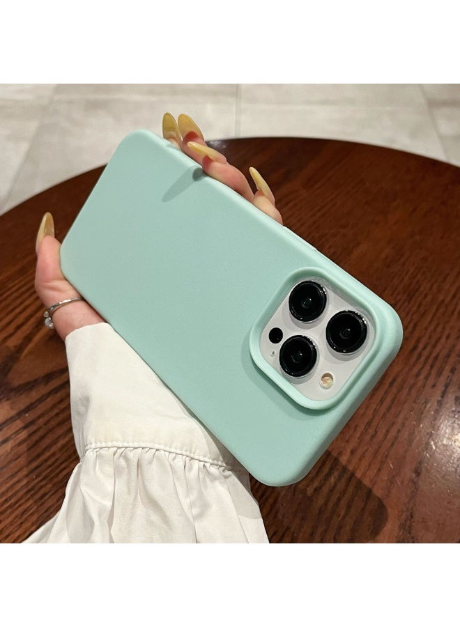 NIBEMINENT Solid Color Leather Pattern Protective TPU Case Cover For iPhone 16 Pro Max, Light Green - Image 2